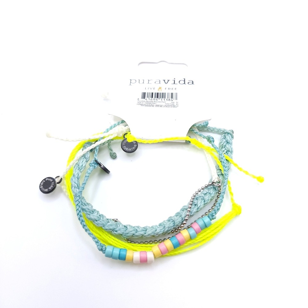 Pura Vida Bracelet Set 4pc Multicolor Beaded Braided Stackable - Picture 2 of 4
